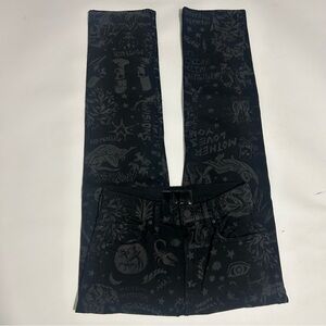 Mother Black “Shadowy Figures” Mythical Printed High Rise Jeans Size 25